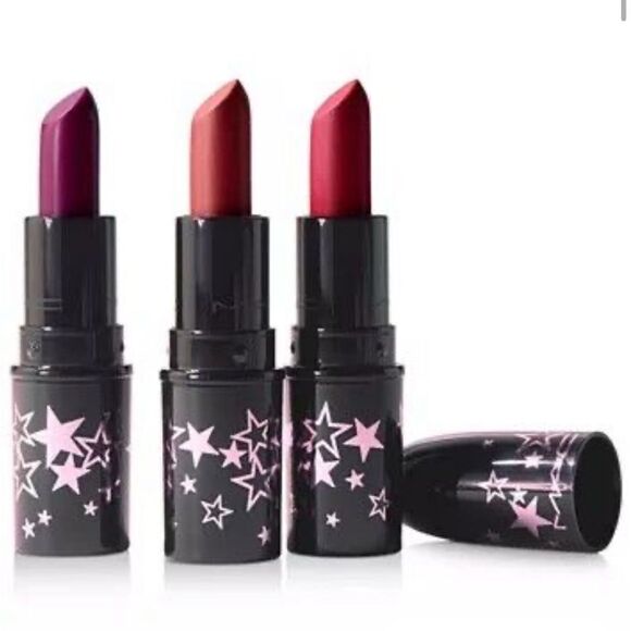 MAC kit 3 mini new lipsticks and cosmetic bag RARE unique - Picture 2 of 13